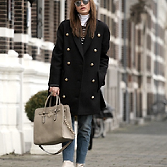 Balmain x H&M dark navy double breasted wool coat with gold buttons Size 4 - Picture 11 of 11